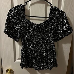 Women’s Dalmatian Print Square Neck Blouse. Slightly Cropped, size medium.